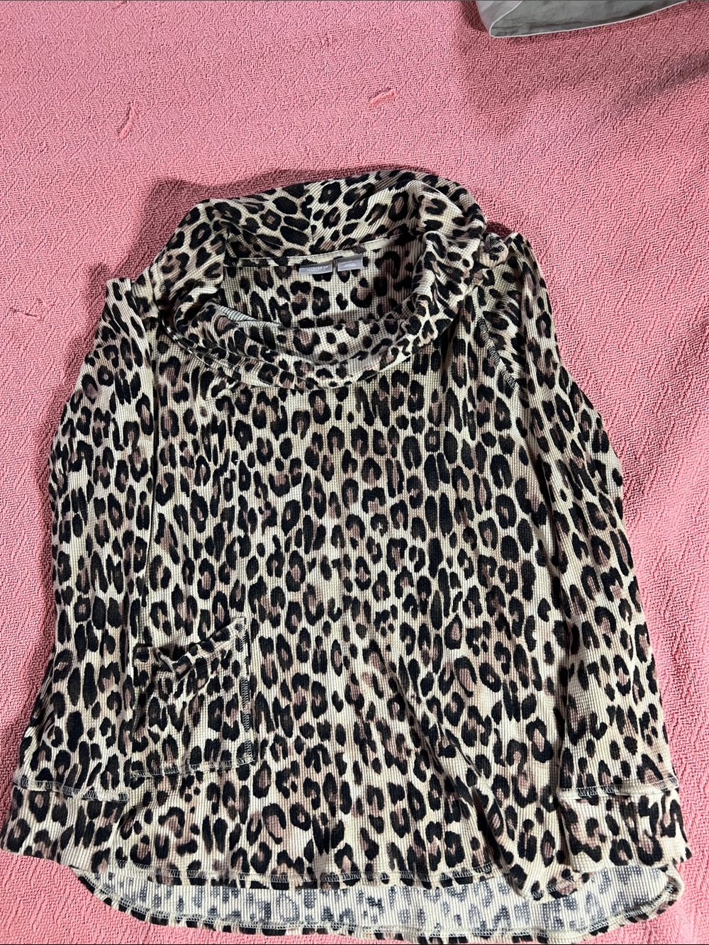 Cowl Neck Leopard-Print Tunic Top - Beige/Black